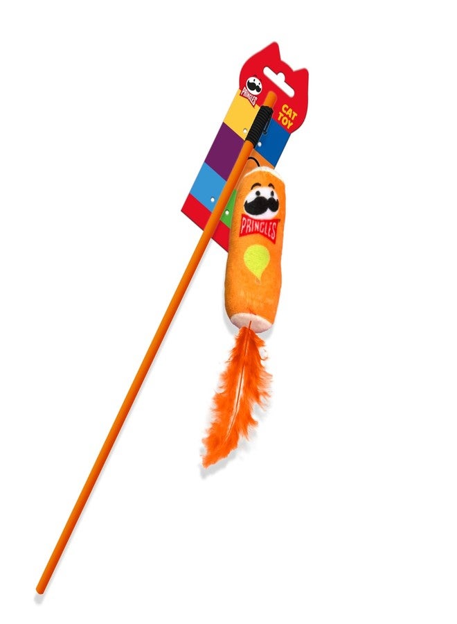 إيولو لعبة إيولو برينجلز للقطط | لعبة قطيفة بذيل من الريش | لعبة تفاعلية للقطط | وقت لعب ممتع وآمن وجذاب (برتقالي) - Image 1